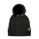 Wholesale lattice Cable Knit Pom Beanie allover diamond cable soft heathered yar