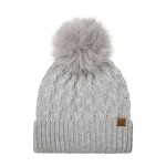 Wholesale lattice Cable Knit Pom Beanie allover diamond cable soft heathered yar