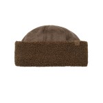 Wholesale sherpa Cuff Fisherman Beanie smooth suede crown thick fluffy sherpa ba