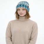 Wholesale fair Isle Knit Cuffed Beanie bold geometric pattern zigzags diamonds s