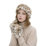Wholesale leopard print faux fur headwrap plush dense pile wraps ears instant wa