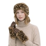 Wholesale fawn Print Faux Fur Headwrap made plush ultra soft faux fur printed sw