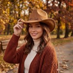 Wholesale faux Suede Cowboy Hat Leopard Stitching One Polyester