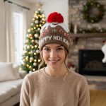 Wholesale happy Holiday Pom Pom Lurex Beanie One Fits Most Polyester