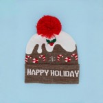 Wholesale happy Holiday Pom Pom Lurex Beanie One Fits Most Polyester