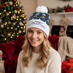 Wholesale christmas Pom Pom Lurex Beanie One Fits Most Polyester