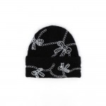 Wholesale add sweet sparkly finish cold weather looks bow embroidered knit beani