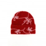 Wholesale add sweet sparkly finish cold weather looks bow embroidered knit beani