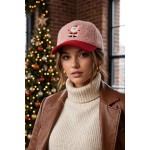 Wholesale santa Embroidered Baseball Cap plush boucle crown contrast corduroy br