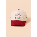 Wholesale merry Bright Embroidered Baseball Cap plush boucle knit contrast cordu