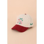 Wholesale merry Bright Embroidered Baseball Cap plush boucle knit contrast cordu