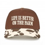 Wholesale c C TCM Two Canvas Cow Print Embroidered LIFE BETTER FARM Baseball Cap