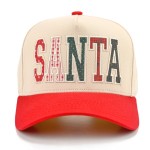 Wholesale spell out holiday spirit SANTA patchwork baseball cap oversized varsit