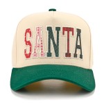 Wholesale spell out holiday spirit SANTA patchwork baseball cap oversized varsit