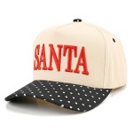 Keep it merry and simple with this SANTA embroidered baseball cap, featuring bold raised lettering across a structured front panel and a curved brim finished with contrast piping. A classic holiday accent that pairs perfectly with chunky knits, flannels, and winter coats. The adjustable back closure offers a comfortable fit for most head sizes, making it an easy gift and a festive favorite for boutiques and gift shops.