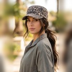 Wholesale leopard Print Cadet Cap One Fits Most Elastic Back Cotton