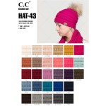 Wholesale c C HAT Solid Ribbed Knit Faux Fur Pom Beanie One fits most Acrylic