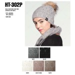 Wholesale c C HAT P Black label crystal beanie real raccoon fur pom Angora Acryl