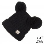 Wholesale c C KID Kids Solid Cable Knit Double Pom Beanie One fits most Kids Acr