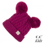 Wholesale c C KID Kids Solid Cable Knit Double Pom Beanie One fits most Kids Acr