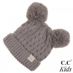 Wholesale c C KID Kids Solid Cable Knit Double Pom Beanie One fits most Kids Acr