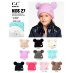 Wholesale c C KIDS Kids Ribbed Knit Solid Double Pom Beanie Polyester Nylon Band