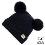 Wholesale c C KIDS Kids Ribbed Knit Solid Double Pom Beanie Polyester Nylon Band