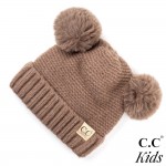 Wholesale c C KIDS Kids Ribbed Knit Solid Double Pom Beanie Polyester Nylon Band