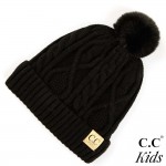 Wholesale c C KIDS Kids Fur Lined Cable Knit Pom Beanie One fits most Kids Visco