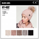 Wholesale c C HAT Real raccoon fur pom cable knit beanie One fits most Angora Ac