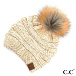 Wholesale c C HAT Metallic ribbed beanie faux fur pom Acrylic One fits most