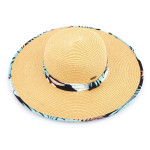 Wholesale c C ST Brim straw hat tropical fabric pattern cotton paper straw Insid