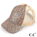 Wholesale c C Pony Cap BT C C leopard print glitter ponytail baseball cap mesh b