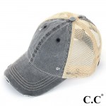 Wholesale c C BT Vintage distressed ponytail cap mesh back Cotton Polyester Adju