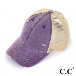 Wholesale c C BT Vintage distressed ponytail cap mesh back Cotton Polyester Adju