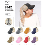 Wholesale c C BT Vintage distressed ponytail cap mesh back Cotton Polyester Adju