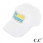 Wholesale ponytail baseball cap reads Beach Happy Vintage washed Distressed fabr