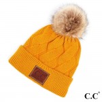 Wholesale c C HAT Geometric cable beanie faux fur pom Acrylic One fits most