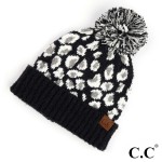 Wholesale c C HAT Leopard Jacquard Knit Pom Beanie One fits mot Polyester Matche