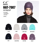 Wholesale c C HAT Solid Ribbed Knit Cuff Beanie C C Rubber Patch Viscose Polyest