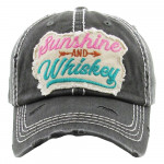 Wholesale vintage distressed baseball cap Sunshine Whiskey embroidered details C