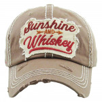 Wholesale vintage distressed baseball cap Sunshine Whiskey embroidered details C