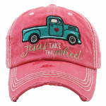 Wholesale vintage distressed baseball cap Jesus Take Wheel embroidered details C