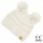 C.C BABY-23
Solid knit baby beanie with pom pom

- 100% Acrylic
- Band circumference is approximately:
9" unstretched
17" stretched
- Approximately 6.5" long from crown to band
- Fit varies based on child's head height and shape