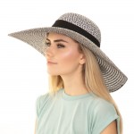 Wholesale two mixed sheer bow brim floppy sun hat One fits most adults Adjustabl