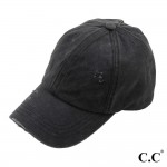 Wholesale c C BT Distressed washed denim ladder ponytail cap One fits most Adjus