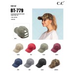 Wholesale c C BT Distressed washed denim ladder ponytail cap One fits most Adjus