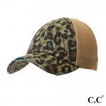 Wholesale c C BT Leopard Print Distressed Baseball Cap Knit Mesh Back Elastic ba