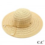 Wholesale c C ST Wave pattern paper straw sun hat twine shell ribbon One fits mo