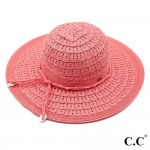 Wholesale c C ST Wave pattern paper straw sun hat twine shell ribbon One fits mo